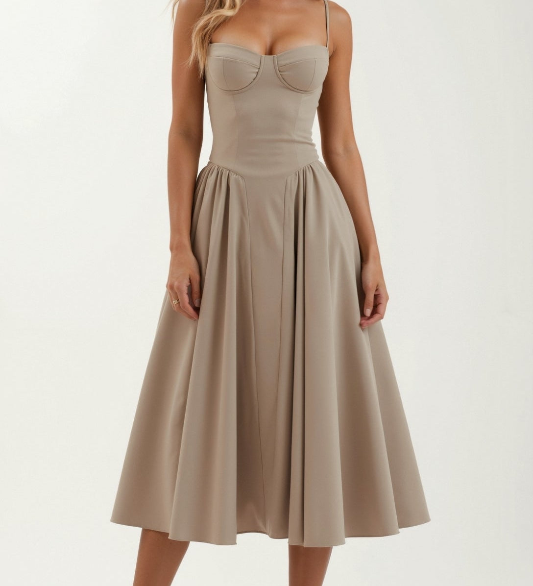 Odete - Midi šaty s korzetovým střihem