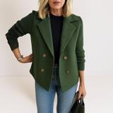 Marta - Elegantní Kabát s Pletenými Rukávy