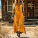 Maria - Vintage inspirované dlouhé rukávy casual šaty