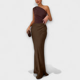 Luna - Asymetrické saténové šaty