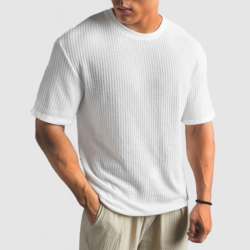 T-Shirt z Mřížkované Tkaniny - Udržení Tvaru
