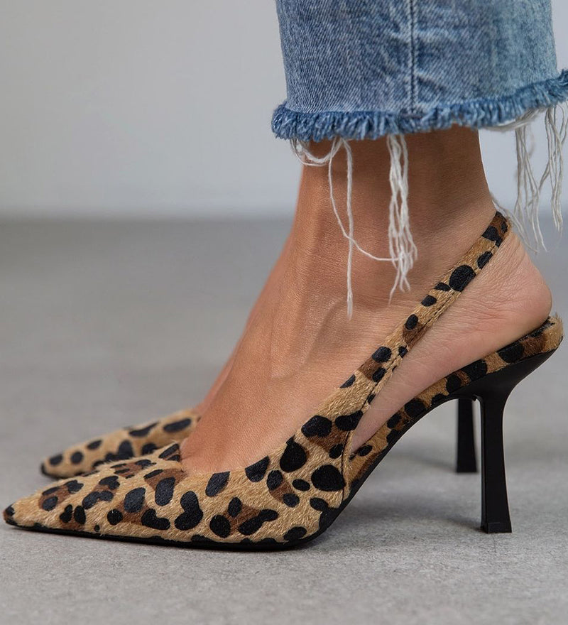Liorina - Khaki lodičky s leopardím vzorem a špičatou špičkou