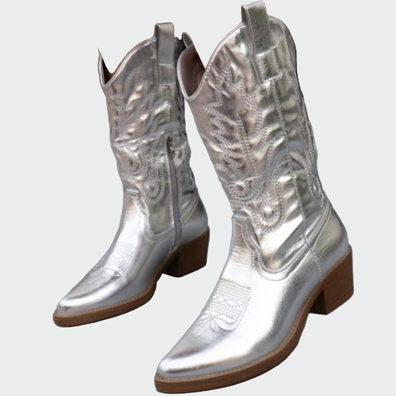 Metalické cowboyské boty