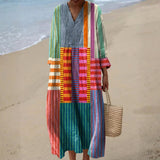 Eva - Dlouhé multicolor šaty v patchworku