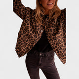 Růžový - Moderní kabát s leopardím vzorem