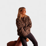 Růžový - Moderní kabát s leopardím vzorem
