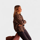 Růžový - Moderní kabát s leopardím vzorem
