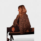 Růžový - Moderní kabát s leopardím vzorem