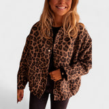 Růžový - Moderní kabát s leopardím vzorem